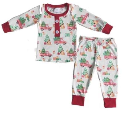 China QUICK DRY Print Long Sleeve Family Truck Christmas Tree Pajamas Kids Christmas Boutique Clothes Pajamas Set for sale