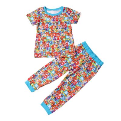 China Kids QUICK DRY pajamas boutique short sleeve cartoon print sleepwear for girls two-piece pajama set for sale