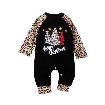 China Wholesale 100% One Piece Anti-Shrink Cotton Girls Christmas Leopard Print Romper Autumn And Winter For Girls Overalls for sale