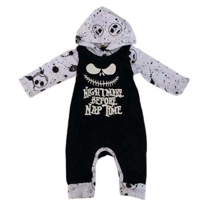 China Wholesale Viable Baby Rompers Print Skull Fall Romper Hoodie Design Halloween Jumpsuits Newborn Rompers for sale