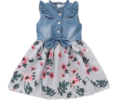 China Latest Washable Modern Jeans Flower Baby Dresses Christmas Dress For Baby Kid Party for sale