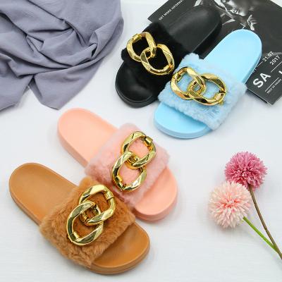 China Wholesale Custom Fashion Trend Fashion Platform Slippers Tending Fur Cross Female Party Slippers for sale