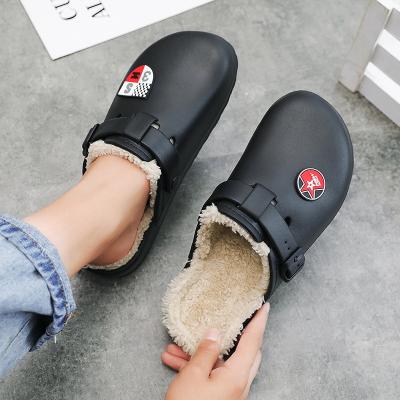 China Cushioning 2022 Waterproof Slippers EVA Men Shoes Winter Warm Bedroom Cotton Waterproof Thick Bottom Plush Slippers for sale