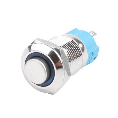 China 1NO 12v24v220v Ring Light Stainless Steel 12mm Self-Latching Waterproof Push Button Switch for sale