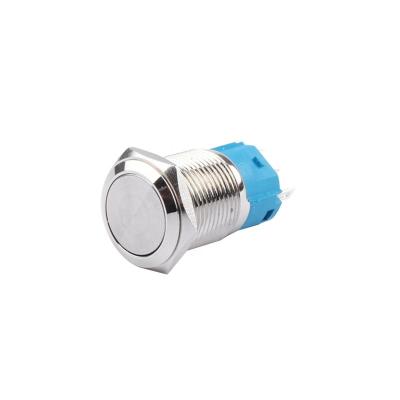 China Stainless Steel Metal IP66 Waterproof 3 Pin Flat Head 16mm Momentary Push Button Switch for sale