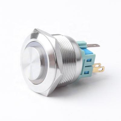 China 1NO1NC 25mm 6 Pin Stainless Steel Illuminated Waterproof Momentary No NC Push Button Switch for sale