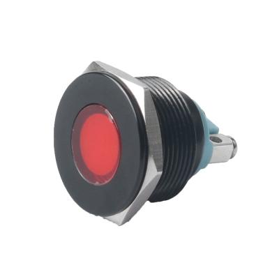 China Industrial Control Equipment 22mm Metal Warning Light 5V12V24V220V Alumina Panel Black Warning Light for sale