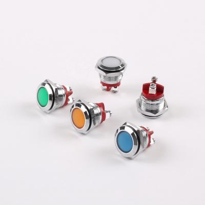 China Industrial high bead screw pin 2 pin 2 3v6v12v24v110v220v metal equipment 16mm LED indicator high waterproof power control signal lamp for sale