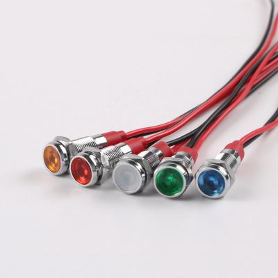 China Industrial Control Equipment 6mm Metal LED Indicator With Multi-color 3V/6V/12V/24V/220V Wire Waterproof And Dustproof Small Power Working Light Light Signal for sale