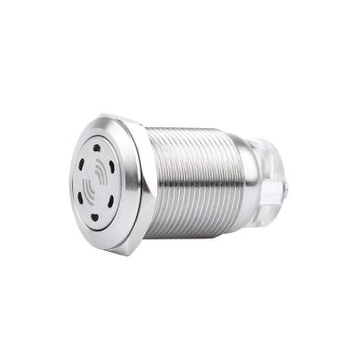 China Waterproof 19mm Stainless Steel Buzzer Flat Round Metal Key Stainless Bargain Material Alarm Buzzer 12V24V for sale