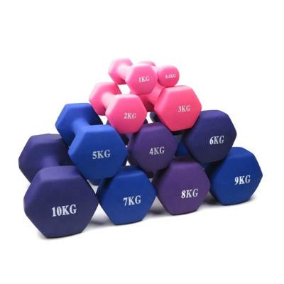 China Cast Iron Colorful Hex Women's Gym Exercise Dumbbell Rubber Rubber Dumbbell Solid Home Vinyl Rubber Covered For Sale for sale