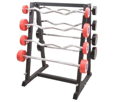 China Hot Sale Universal Barbell Rack Customized Logo Rubber Coated Gym Weight Lifting Fixed Barbell Training Rack for sale