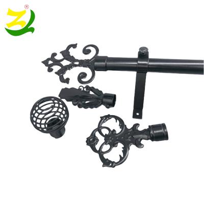 China Wholesale Accessories Roman Black Cast Iron Nordic Minimalist ZELUAN Single Curtain and Double Curtain Rod for sale