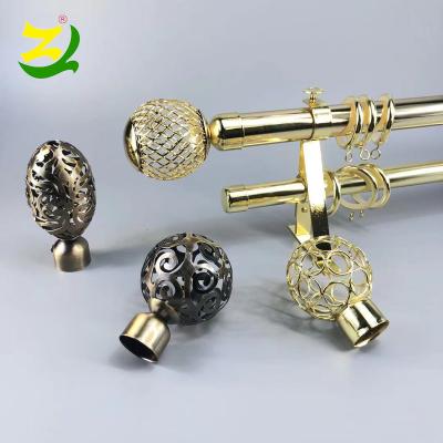 China Minimalist ZELUAN Antique Brass Metal Window Curtain Rod With Double Bracket for sale