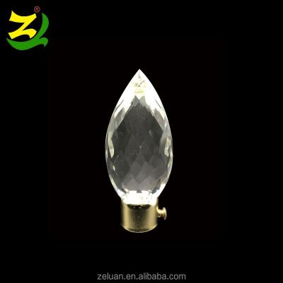 China ZELUAN rustic 16 28mm crystal modern decorative glass zinc alloy 19 25 curtain finials for sale