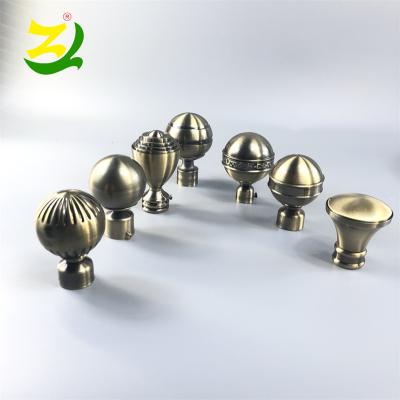 China Minimalist ZELUAN factory wholesale diameter 16 19 22 25 28mm modern alloy window curtain rod finials for sale