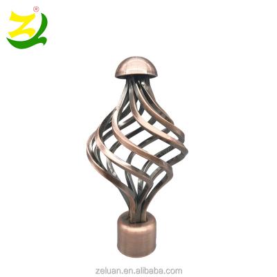 China ZELUAN Minimalist Price Metal Plated Curtain Rod Decorative Accessories Golden Finials Cheap Line In Style for sale