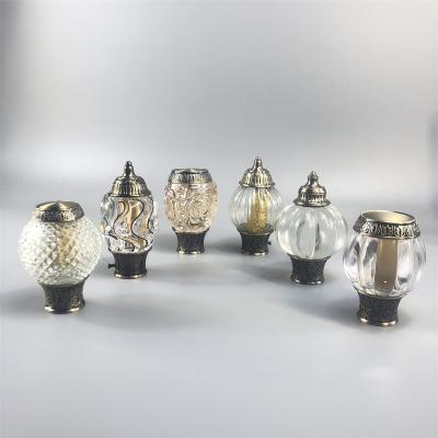 China ZELUAN Rustic Design New Best Price Crystal Glass Curtain Rod Finial For Curtain Rods for sale