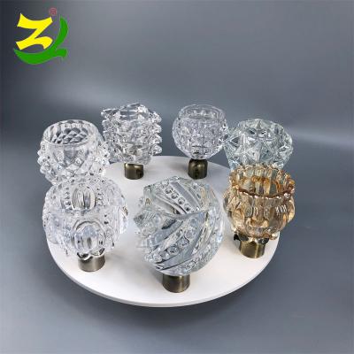 China ZELUAN Rustic Accessories Crystal Glass Iron Curtain Rod Final Pole Mounts for Window Drapery Hardware for sale