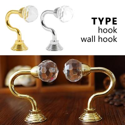 China Retro Crystal Glass Curtain Holdback Hooks Rustic 2pcs Wall Curtain Accessories Hanger Metal Hook for sale