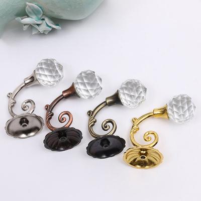 China 2 rustic PCs. Large Metal Crystal Glass Curtain Hook Wall Hanger Back Curtain Rod Accessories for sale