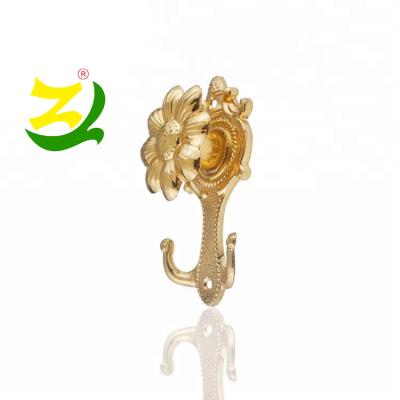 China Wholesale Rustic ZELUAN Curtain Tiebacks Drape Holder Curtain Accessories Iron Flower Curtain Metal Hook for sale