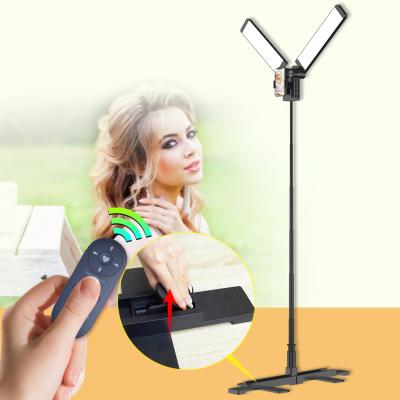 China RK63 45W RGB Mini Multifunctional Live Filling Light Dual Arm Folding Stand Led Ring Light With Stand for sale