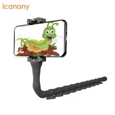 China Cute Design PVC Rubber+ Flexible Worm Bracket Lazy Mobile Phone Holder Stand With Sucker On Desk/Wall Etc. for sale