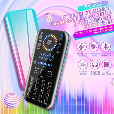 China 35 Sound Effects Live Studio Recording Sound Cards Radio Connect For Mobile Phone Audio Interface Sound Card Mixer Karaoke RK-C23 for sale