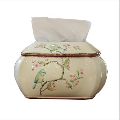 China Eco-friendly North American Restaurant Dining Table Tissue Box Ceramic Household Living Room for sale