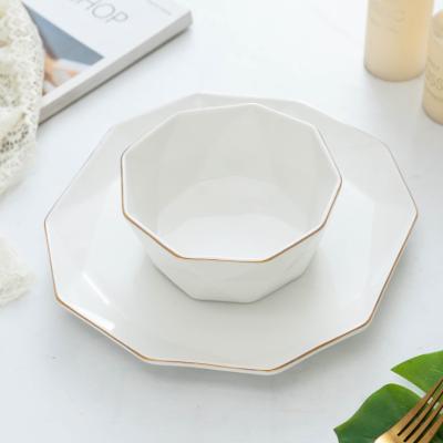 China Phnom Penh Disposable Simple Ceramic Tableware Ceramic Dish Set Simple Household Diamond Tableware Set for sale