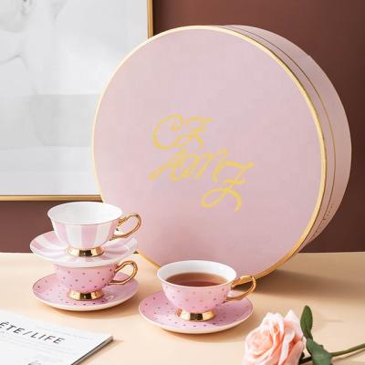 China Disposable Nordic Simple Pink Ceramic English Dish Set Coffee Cup and Black Tea Mug Girl Heart English Dish for sale