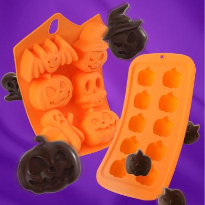 China Halloween Viable Mold Chocolate Wizard Hat Ice Cream Lattice DIY Pumpkin Plastic Skeleton Baking Shape for sale