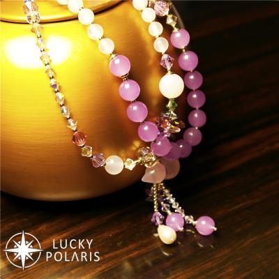 China Beautiful chalcedony fairy chalcedony bead art gourd goddess crystal pendant high quality white purple graceful fashion very hi for sale