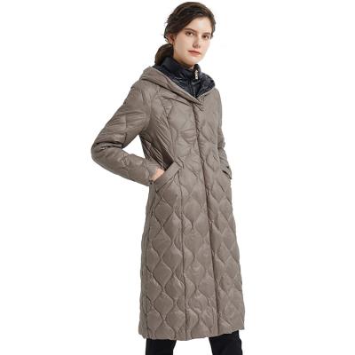 China OEM Waterproof Custom Women's Long Coat Hooded Lightweight Downjacket For Winter Warm Black Quilted Jacket for sale