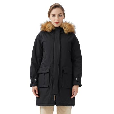 China ODM Winter Waterproof Coats Fitted Jacket Women Black Duck Down Parka for sale