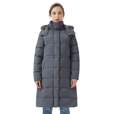 China Good Quality Puffy Waterproof Long Down Winter Jacket Woman Waistable Stripper Coat for sale