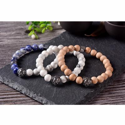 China Stylish Stylish BN3004 Stainless Steel Lion Head Beaded Bracelet Men, Natural Stone Jewelry For Men for sale