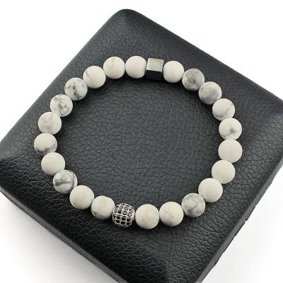 China BOHEMIA BOHEMIA BN2005 Suppliers China Howlite Natural Stone Bracelet,Gemstone Elastic Bracelet With Disco Ball for sale