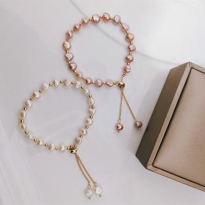 China 18k Gold Plated Trendy Adjustable Bangle Natural Freshwater Pearl Bracelet BB1001 For Women for sale