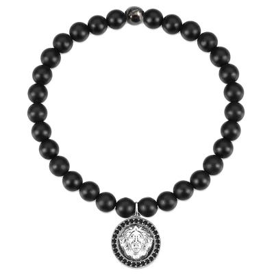 China Fashion Matte Onyx Beaded Bracelet black with Diamond Pave Om Charm black Fashion Matte Onyx Beaded Bracelet with new black BN2008 Matte Onyx Beaded Men Bracelet 2017 design Diamond Pave Om Charm with Diamond Pave Om Charm for sale