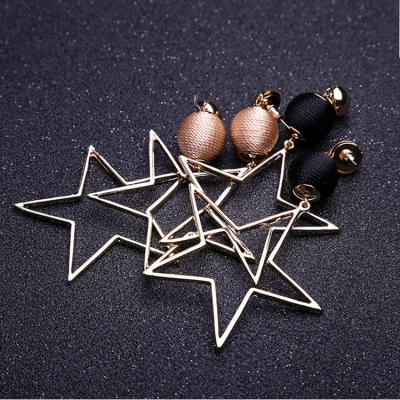 China EM1027 ALLOY Gold Plated Star Circle Earrings With Ball Star Circles Shape Earrings For Women for sale