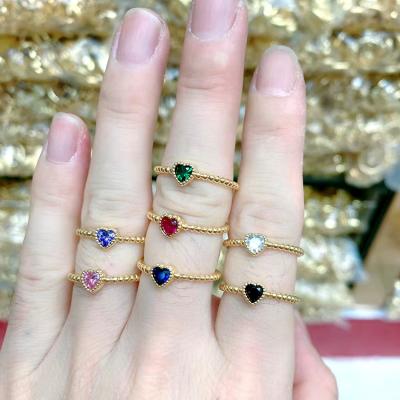 China RM1127 FASHION Tasty Minimalist Gold Zircon Heart Rings, Fashion Fancy CZ Micro Pave Heart Finger Ring Jewelry for sale