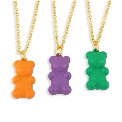 China NZ1199 18K Rainbow Enamel Multicolor Neon Cute Bear Stainless Steel High Quality FASHIONABLE Gold Plated Pendant Chain Necklaces for sale