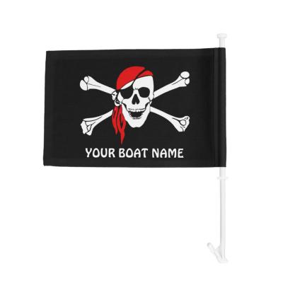 China Sports Club Flag Custom Mini Flags With Plastic Pole Polyester 30*45cm Boat Car Pirate Durable Car Window Flag for sale