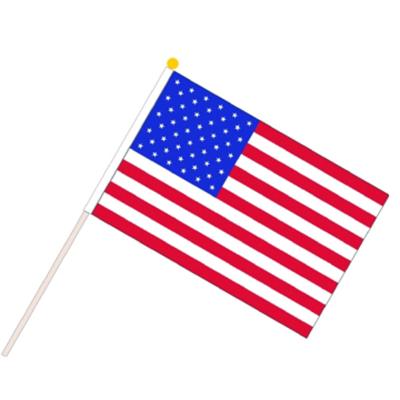 China Sports Club USA Stick Hand Held USA Flag Pole USA Stick Flags Banner Mini Flag American Flag for sale