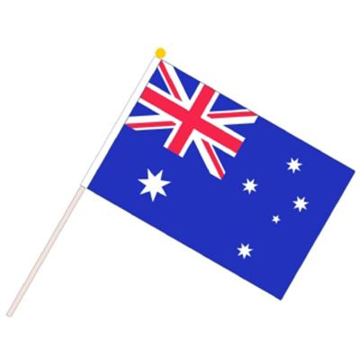 China Sports Club 14*21CM Hand Held Mini Australia Flag With White Poles Countries Flags for sale