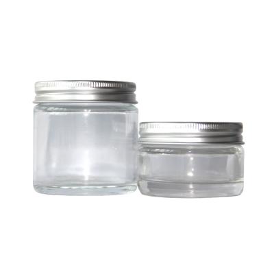 China 50ml 100ml Glass Mouth Glass Jar Wide Facial Cosmetics Empty Wholesale Cosmetics Containers for sale