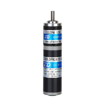 China Flange Size 32mm 20W 25W 24V 1.3A Waterproof High Speed ​​DC Brushless Motor With Planetary Gearbox Gear Ration 3.7:1-307.54:1 for sale