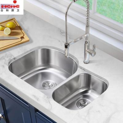 China Without Faucet Hotsale Undermount Double Bowl Kitchen Stainless Steel Sink for sale